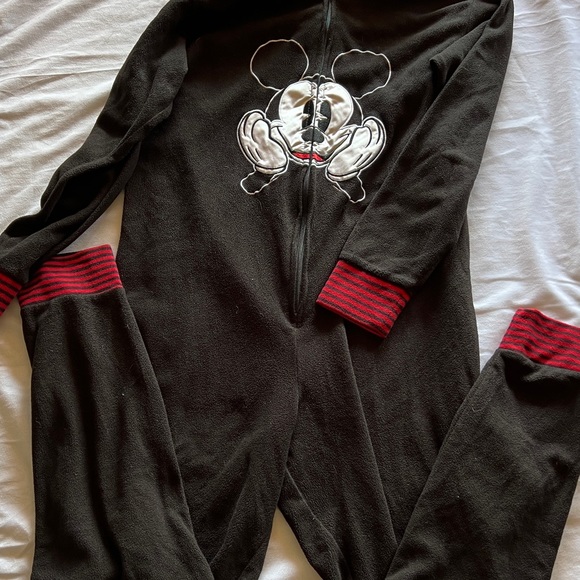 M Adult Disney Mickey One Piece Adult Pajamas Sleepwear Fleece Medium Men Womens - Picture 5 of 5